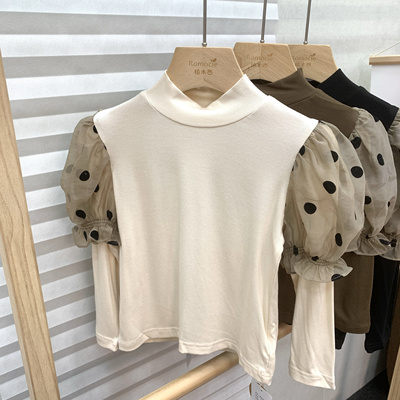 女童纯棉薄款长袖T恤春秋新款儿童半高领上衣百搭弹力打底衫透气