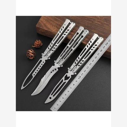 小刀yy4代贴吧玩家蝴蝶梳子免维护蝴蝶刀练习刀未开刃不锈钢梳子