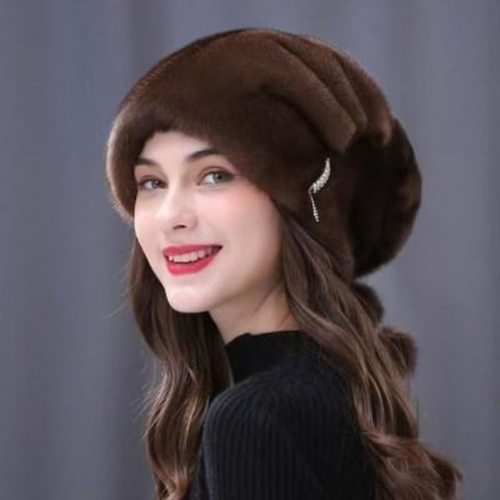 冬季水貂毛帽子女保暖抗寒仿皮草防风雪蒙古包头中年妈妈帽高品质