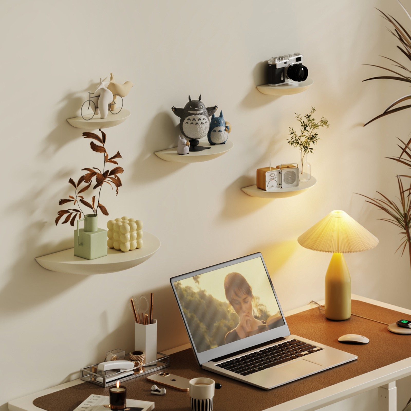 美冉家居墙上置物架实木免打孔