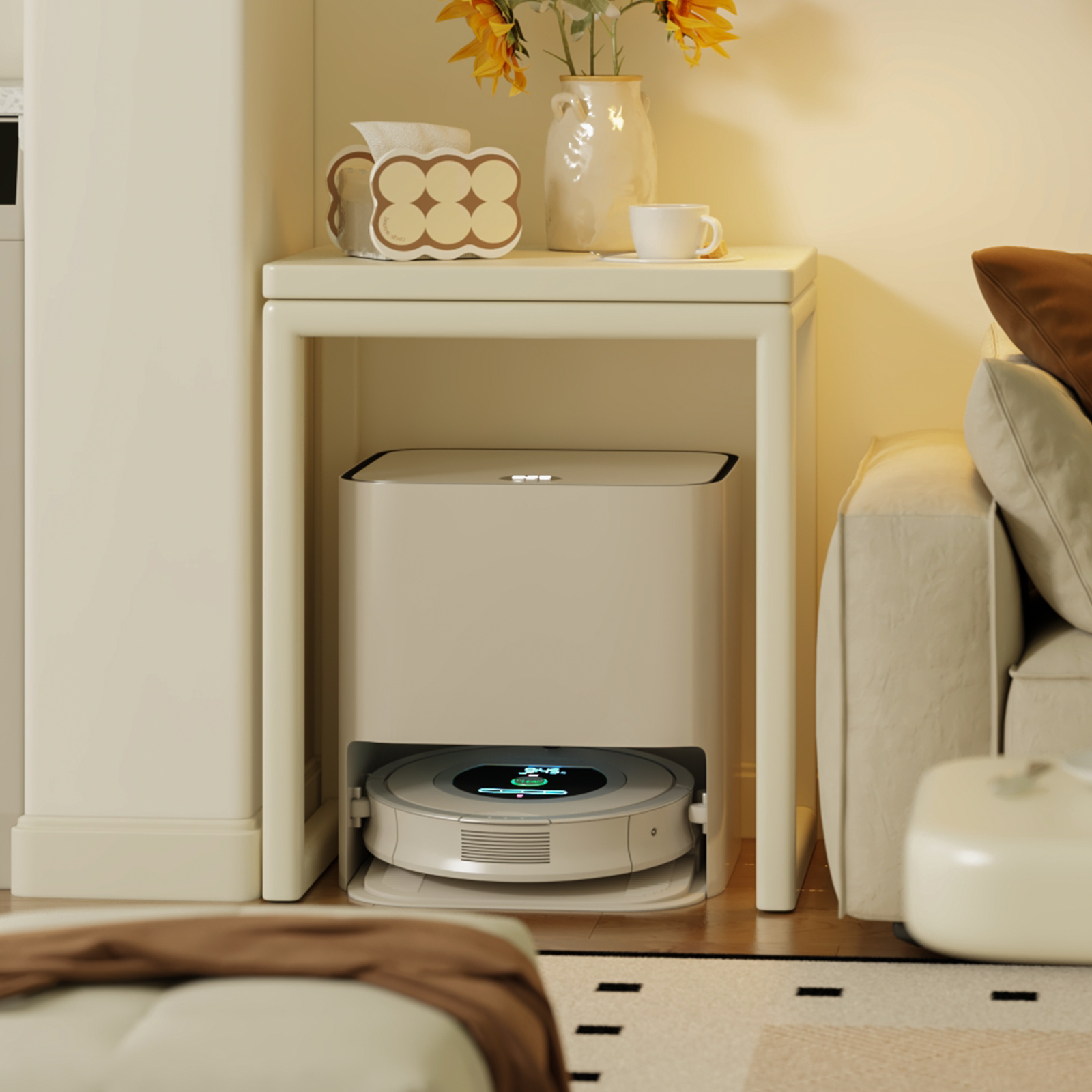 美冉家居实木扫地机器人置物架