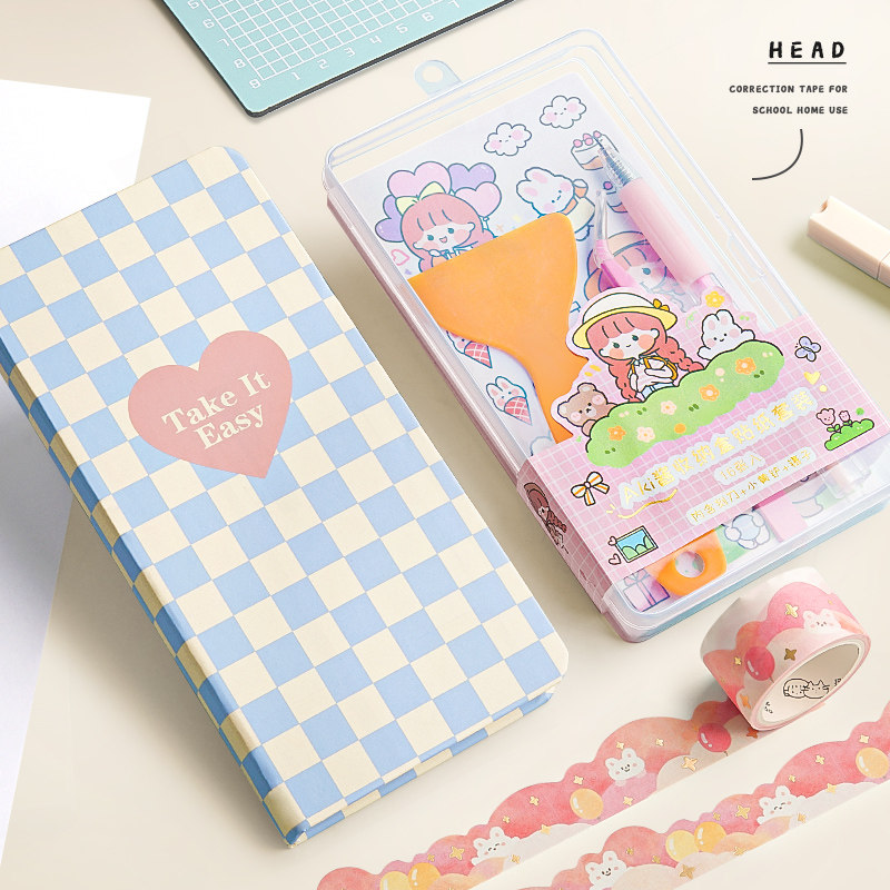 手账本女孩可爱少女卡通笔记本子小学生活页本全彩内页本子随身记事本