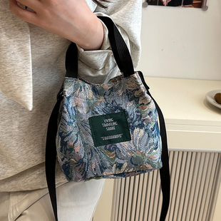 手提水桶包 百搭单肩斜挎包女时尚 今年流行帆布包女2025新款 潮时尚