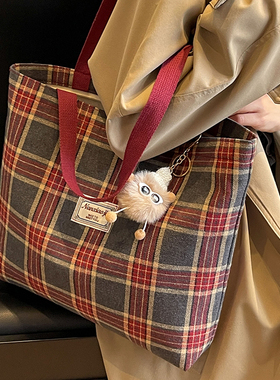 复古大容量帆布包包女秋冬2025新款时尚通勤单肩包休闲手提托特包