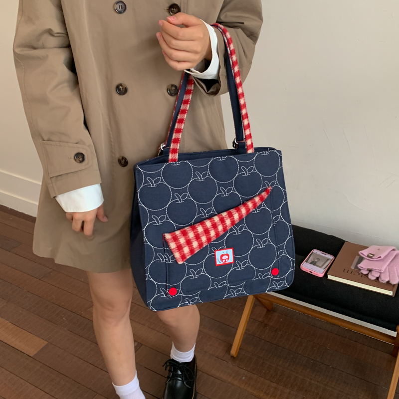 禾果大容量可爱格子拼包