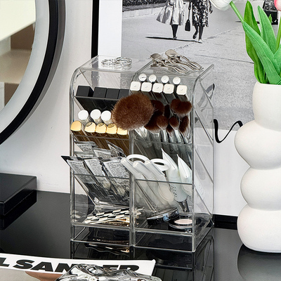 斜插式化妆刷收纳盒分格透明