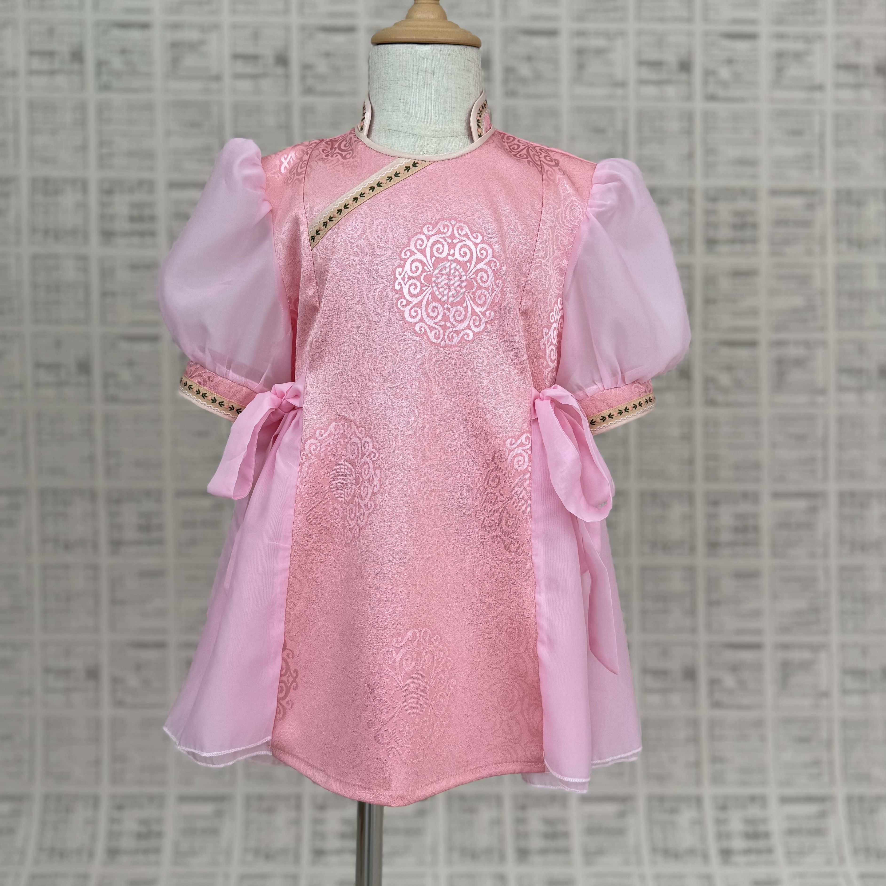 儿童蒙古族服装女孩夏季蒙古袍日常装女童蒙古族舞蹈演出服饰六一