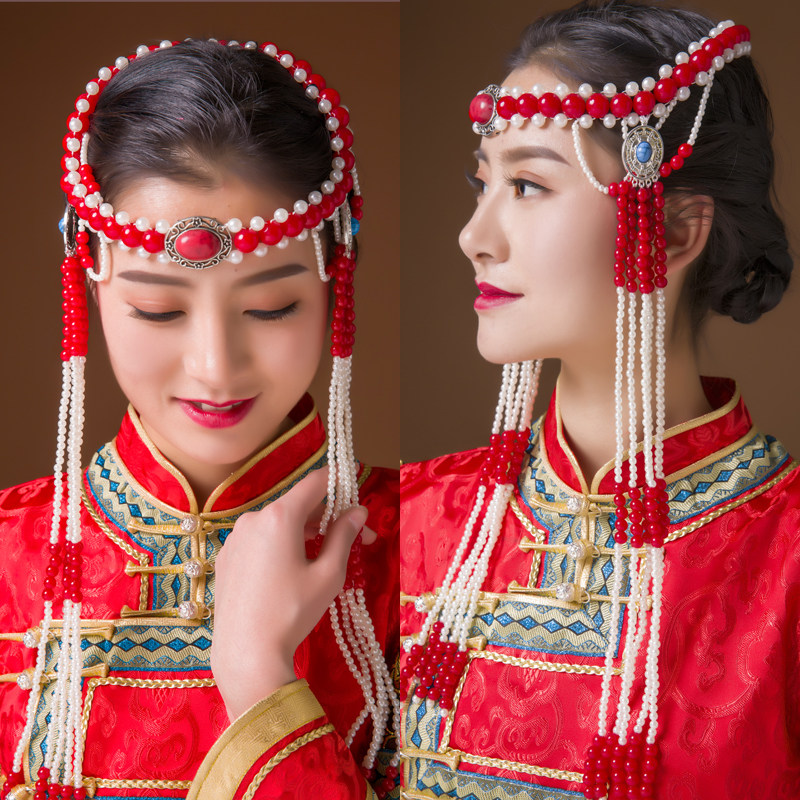 舞蹈女士高档新娘配饰手工蒙古袍