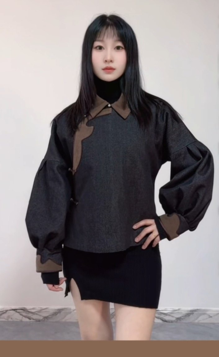 蒙古族女棉衣日常蒙古袍短款棉服牛仔布民族风棉袄外套