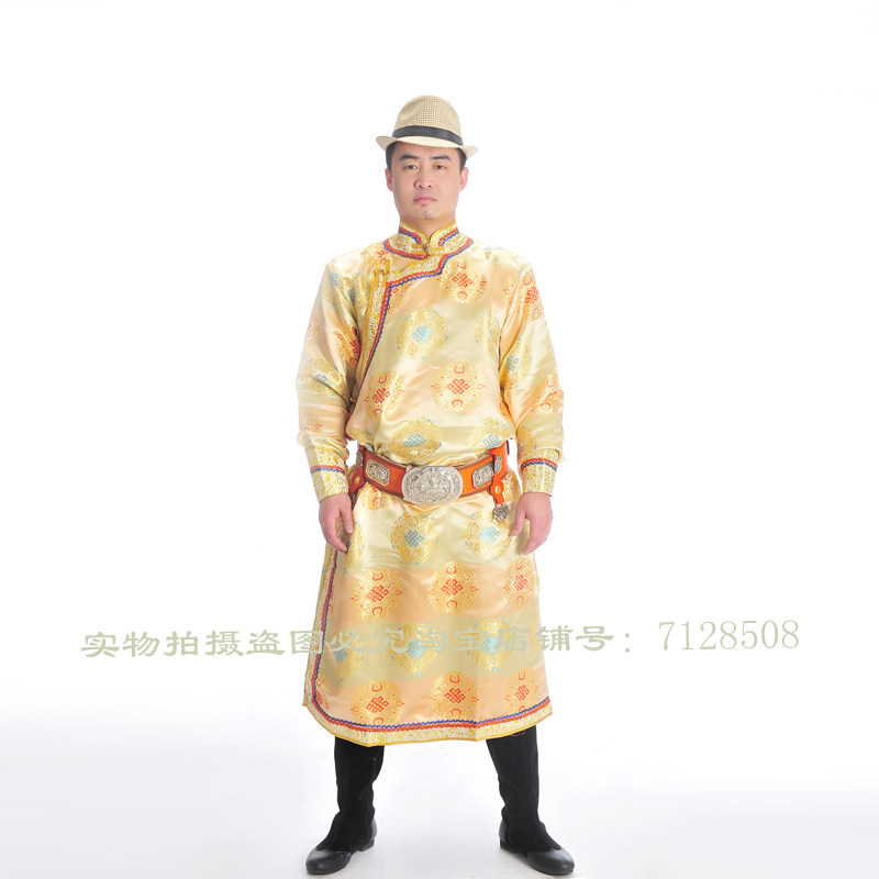 少数民族男士舞蹈演出服装 成人蒙古袍 草原牧民专用日常生活装