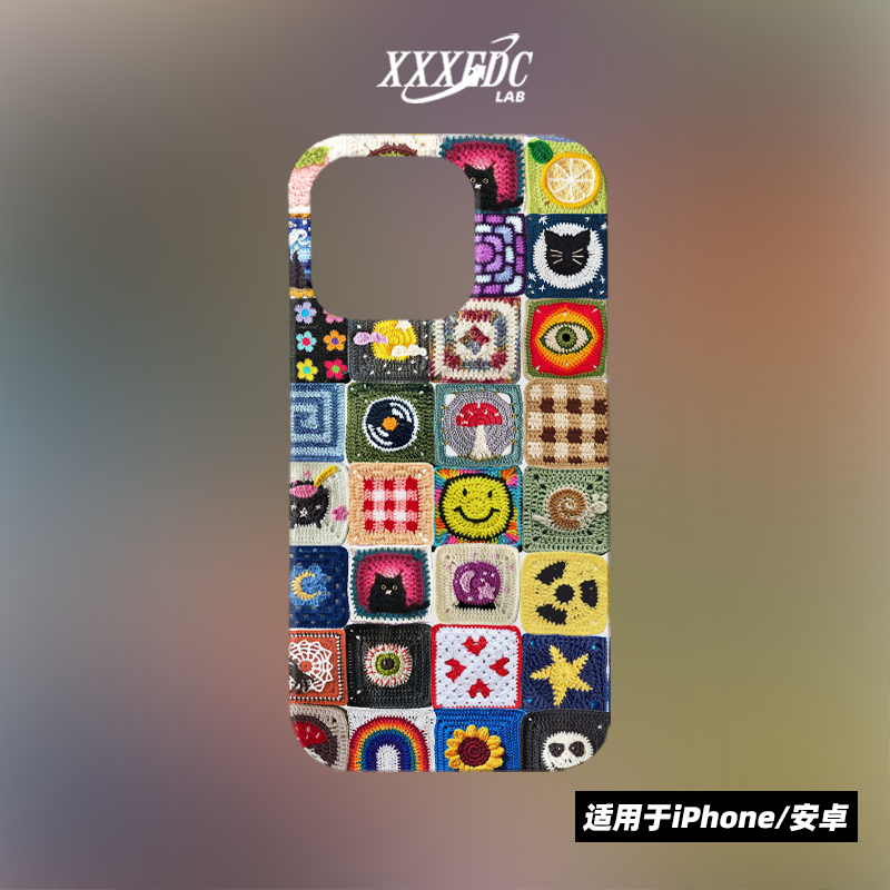 原创小众艺术彩色方块iphone16promax手机壳磁吸15/12/13p全包亮面硬壳苹果14pro磨砂软壳适用于华为pura70
