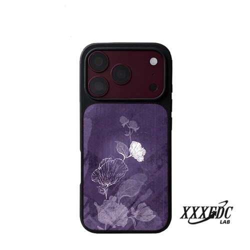 原创氛围感紫调花影磨砂手机壳iPhone18promax苹果17pro软壳16p大孔15软边air晶瓷