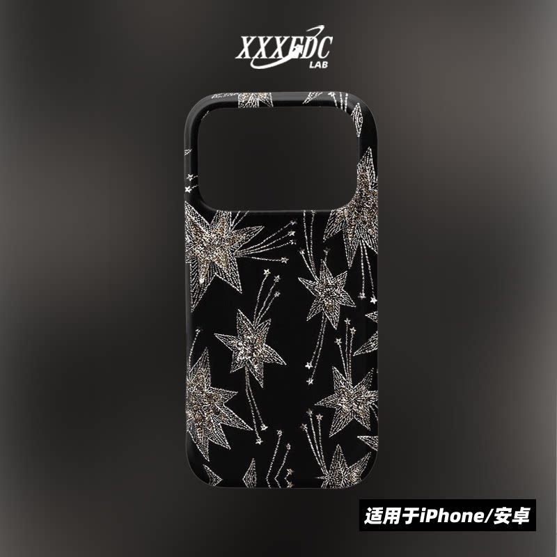 原创小众高级感艺术星星iphone17promax手机壳16/13/15p全包亮面硬壳苹果14pro磨砂软壳适用于华为pura70