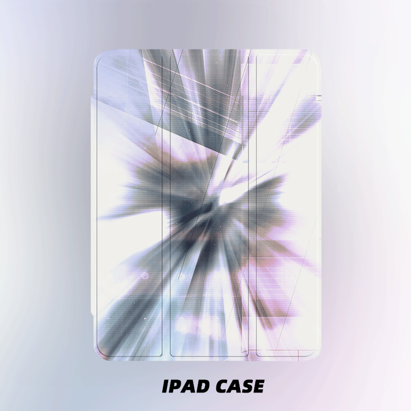 原创小众简约艺术渐变色彩碰撞2024款air6ipadpro11寸三折ipad保护壳亚克力9代10.2寸/air4/5/mini6带笔槽