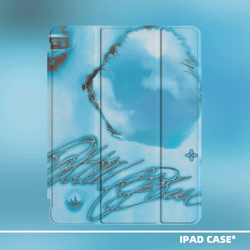原创小众艺术花式英文适用2026款air8ipadpro11寸三折ipad壳防弯亚克力平板壳9代10.2寸air4/5mini7带笔槽