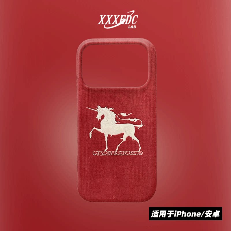 原创小众高级感红色战马iphone17promax手机壳磁吸16/13/15p全包亮面硬壳苹果14pro磨砂软壳适用于华为p70