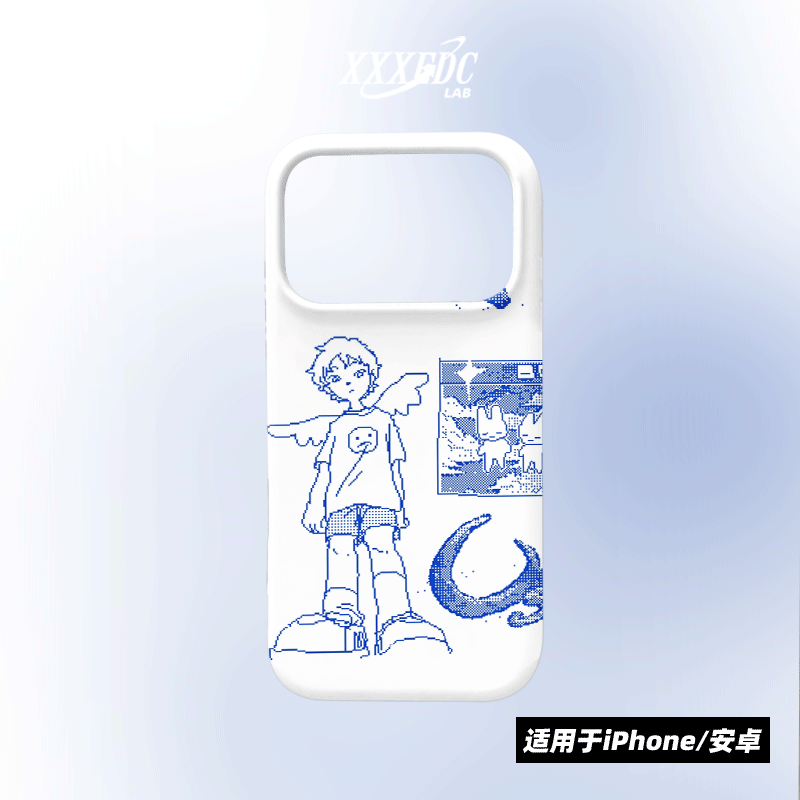 原创小众高级感天使男孩iphone17promax手机壳磁吸16/13/15p全包亮面硬壳苹果14pro磨砂软壳适用于华为p70