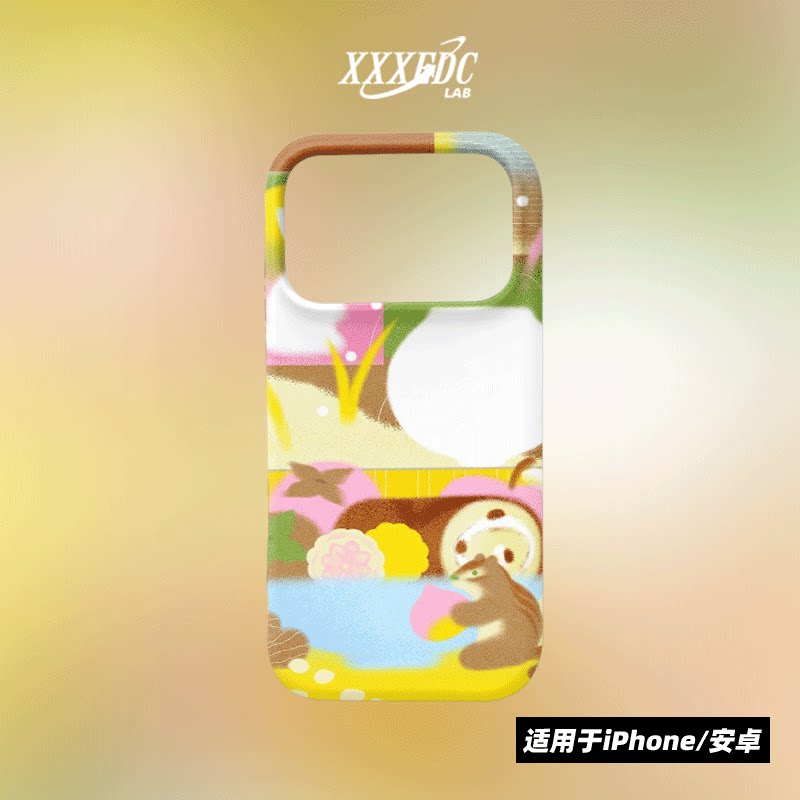 原创艺术兔子松鼠iphone17promax手机壳磁吸壳16苹果14pro/15p全包亮面硬壳13磨砂软壳适用于华为mate80