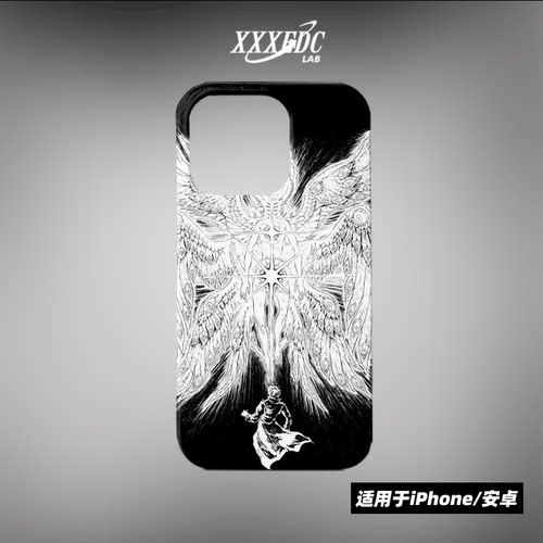 原创小众艺术暗黑风大天使iphone15promax手机壳11/12/13p全包亮面硬壳苹果14pro磨砂软壳适用三星s24uS23