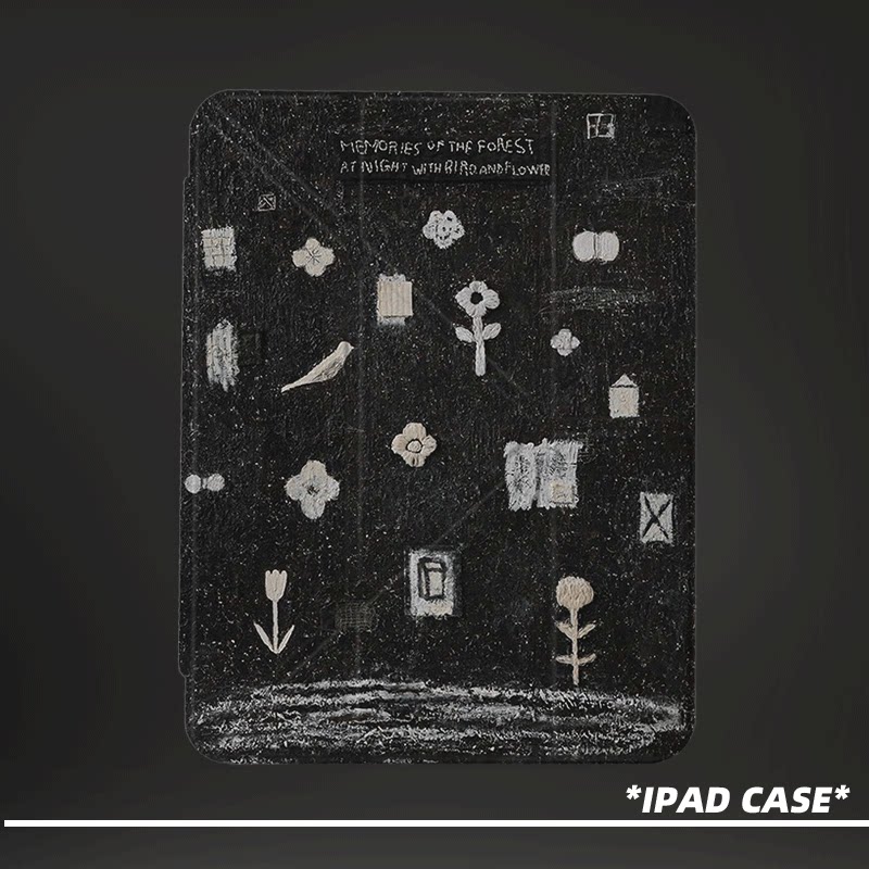 原创艺术深夜花鸟第11代2026款air8ipadpro11寸三折ipad壳防弯y折亚克力a16平板壳9代10.2寸air7带笔槽