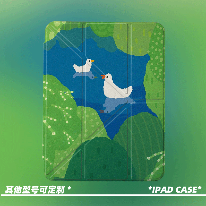 原创小众高级感艺术池塘适用11代2026款air8ipadpro11寸三折ipad壳y折防弯亚克力平板壳9代10.2寸air5带笔槽