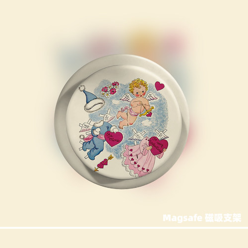 原创丘比特爱Magsafe磁吸手机壳气囊支架苹果吸附伸缩磨砂可拆卸