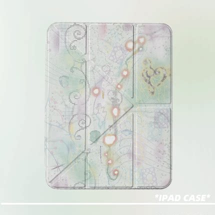 原创y2k闪彩心链第11代2026款air8ipadpro11寸三折ipad壳防弯y折亚克力a16平板壳9代10.2寸air7带笔槽