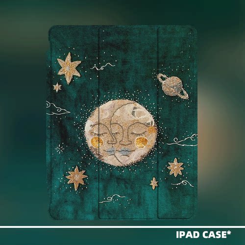 原创小众中古艺术太阳适用2026款air8ipadpro11寸三折ipad壳防弯亚克力平板壳9代10.2寸air4/5mini6带笔槽