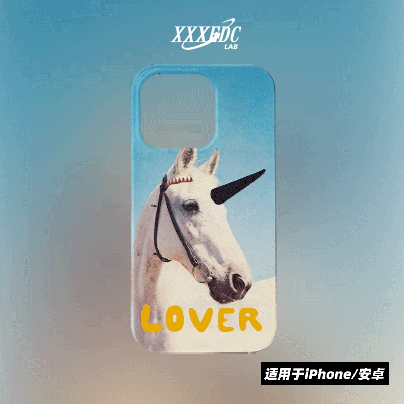 原创小众高级感独角兽小马iphone18promax手机壳磁吸16/13/15p全包亮面硬壳苹果17pro磨砂软壳适用于华为p70