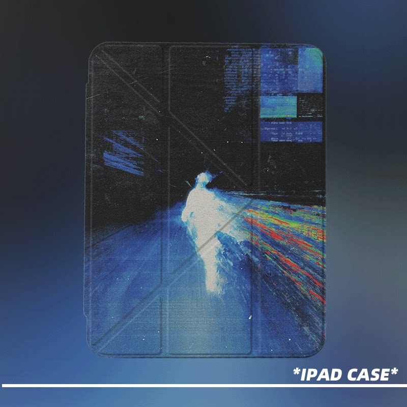 原创y2k电子残影第11代2026款air8ipadpro11寸三折ipad壳防弯y折亚克力a16平板壳9代10.2寸air7带笔槽