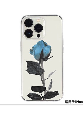 [xxxedc]原创rose蓝色玫瑰iphone16pro手机壳14透明15promax软壳13适用于三星s23u/s22/s24