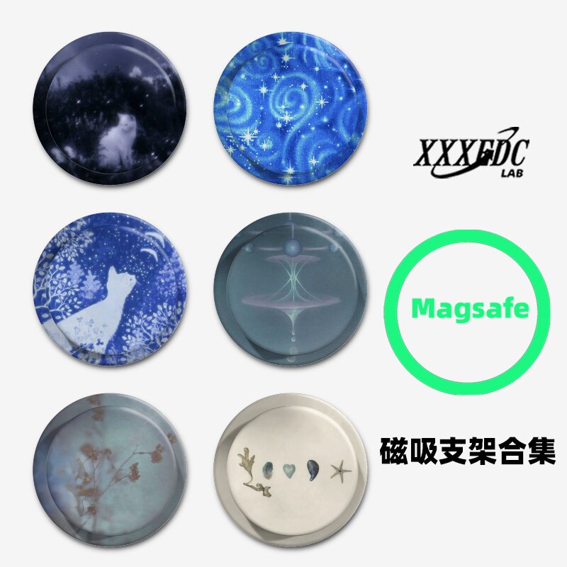 雾中猫咪Magsafe磁吸手机壳气囊支架适配苹果吸附伸缩强磁