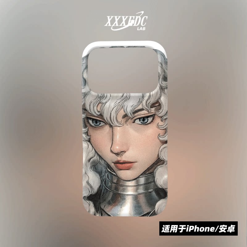 原创小众艺术白发少年iphone18promax手机壳磁吸16/13/15p全包亮面硬壳苹果17pro磨砂软壳适用于华为p70