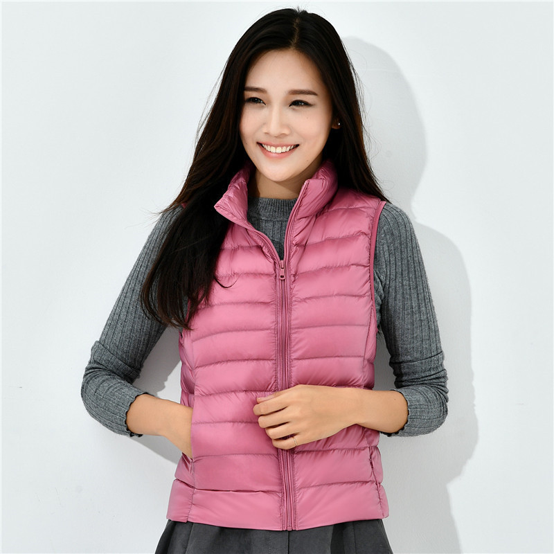 现货 2020优衣新款女式轻薄立领羽绒背心白鸭绒轻便羽绒马甲