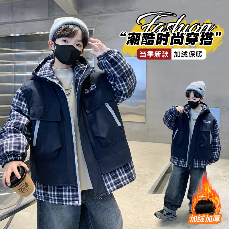 【实体品质】男童假两件加绒外套