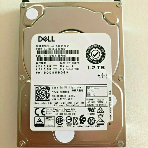 DELL AL15SEB120NY 1.2T SAS 10K 12GB 2.5 001M0D 01M0D 硬盘