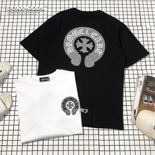 个性 T恤欧美ins男女tee 街头经典 潮牌十字架潮大马蹄网格刺绣短袖