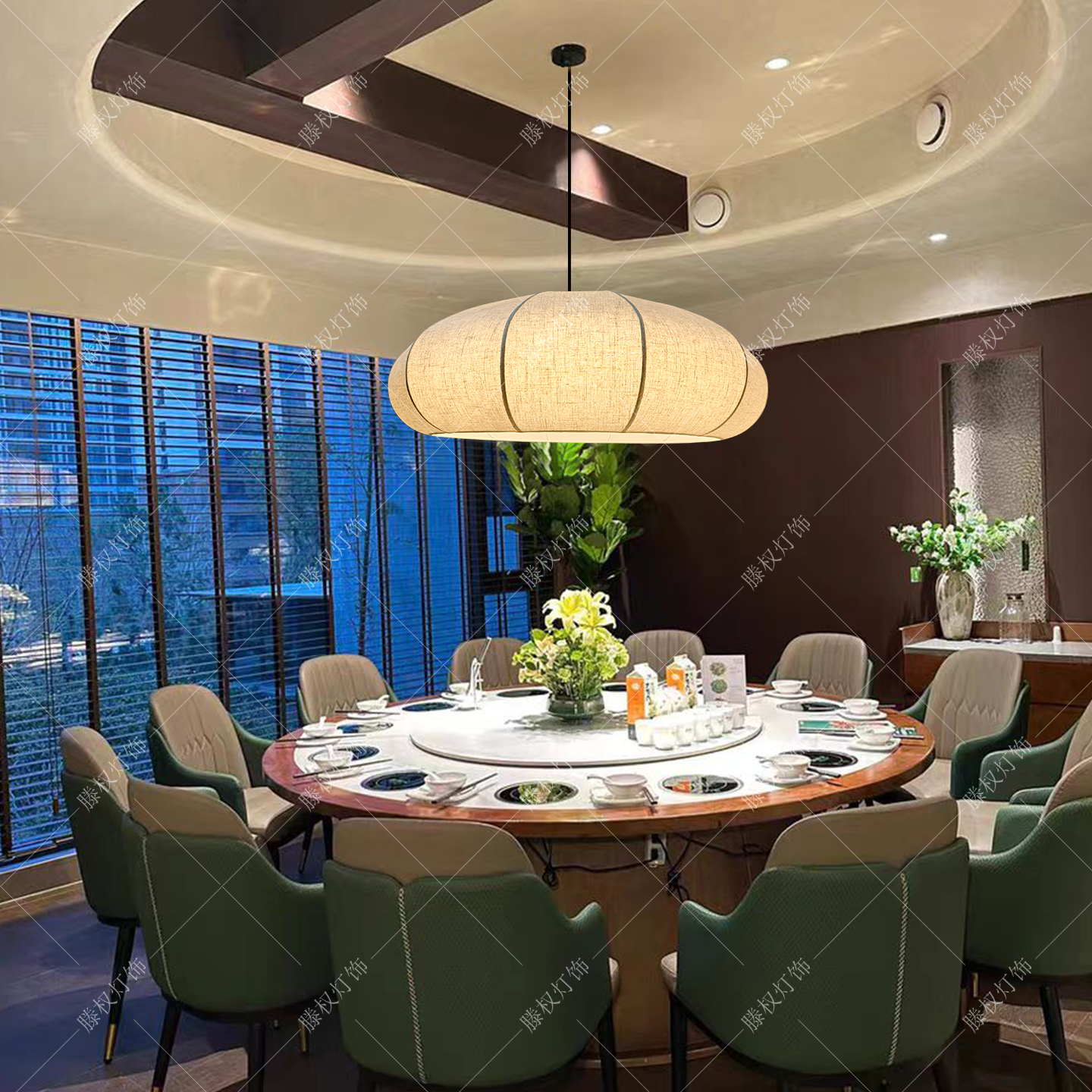 中式餐厅吊灯酒店大包厢会所圆桌主灯复古圆灯艺术造型工程定制灯