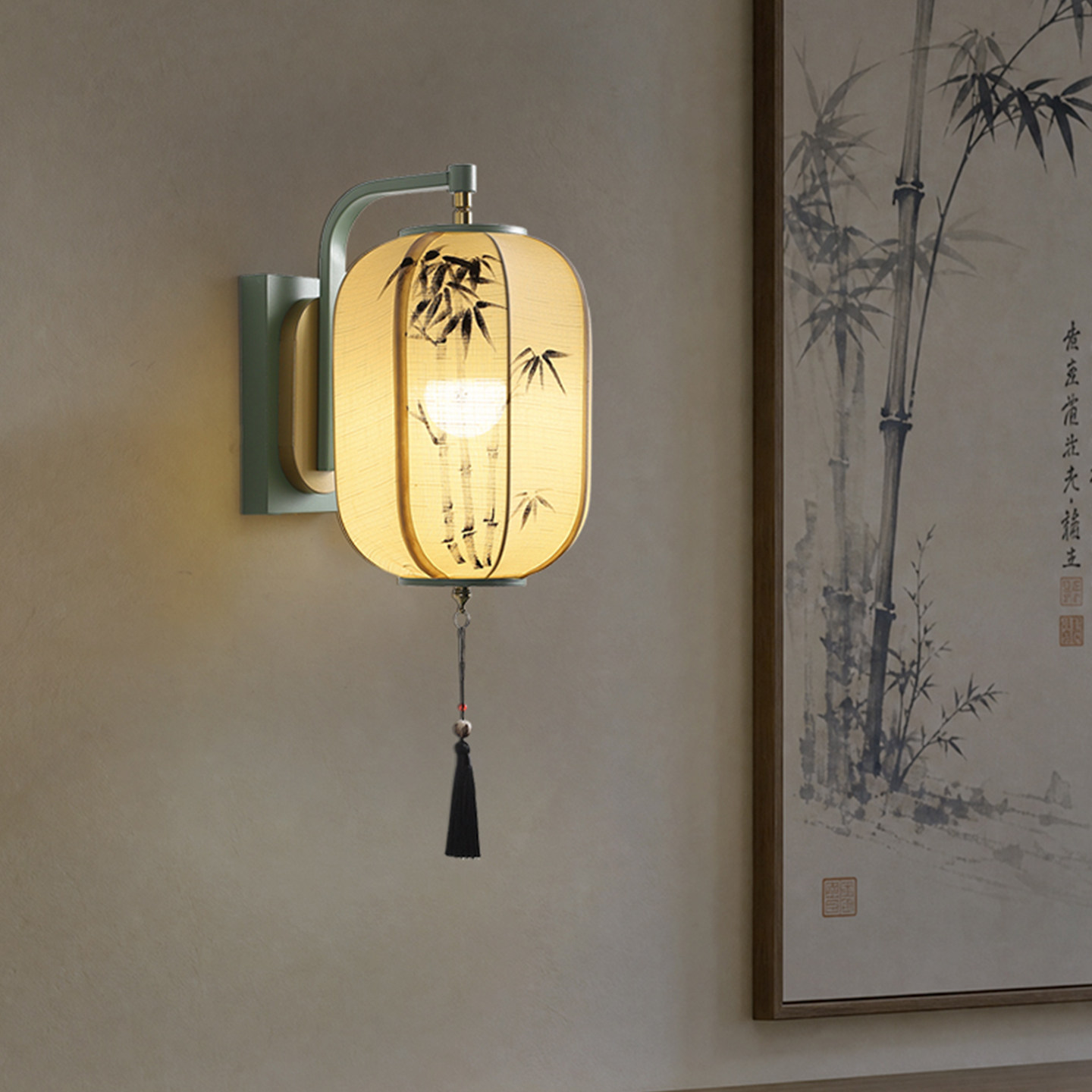 宋氏美学手绘壁灯禅意茶室书房餐厅灯新中式玄关楼梯床头壁挂灯图片