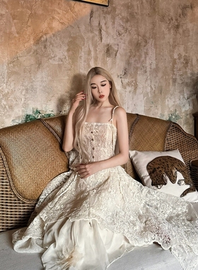 EVAN【正版现货】ycbt暗黑设计感蕾丝刺绣花朵吊带上衣衬衫半身裙