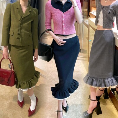 EVAN亿万【对版本 | 南油品质】SST多层荷叶边直筒半裙包臀鱼尾裙