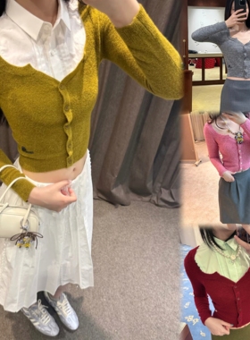 EVAN亿万【正版SST | 闺蜜款】设计感红色羊毛针织衫开衫毛衣上衣