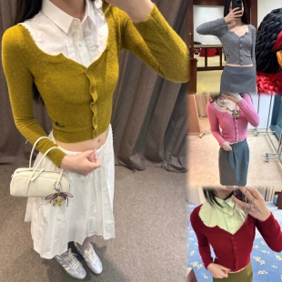 EVAN亿万【对版SST | 闺蜜款】设计感红色羊毛针织衫开衫毛衣上衣