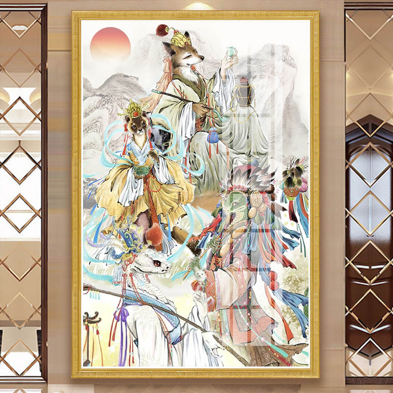 狐黄常莽十字绣新款客厅家用胡黄常蟒蛇狐狸四大xian满砖5d钻石画