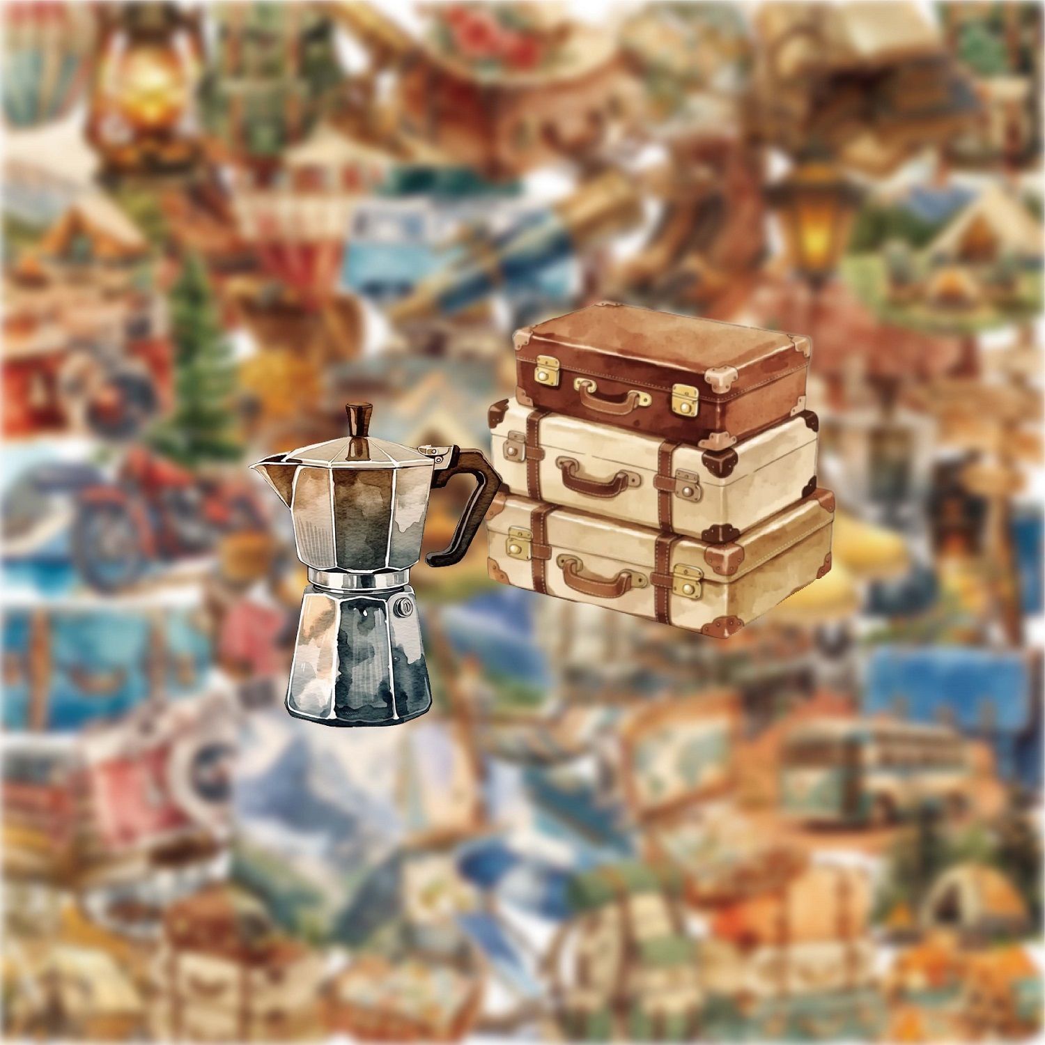 62张ins复古PET旅行贴纸