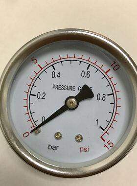 Pressure gauge 轴向气压表 水压表 压力0-1bar 15psi 直径60mm