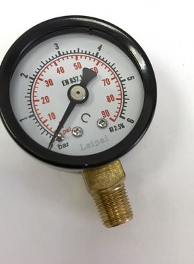 直径40mm 压力0～6bar 90psi 螺纹PT1/8 一分 55度x28牙 压力表