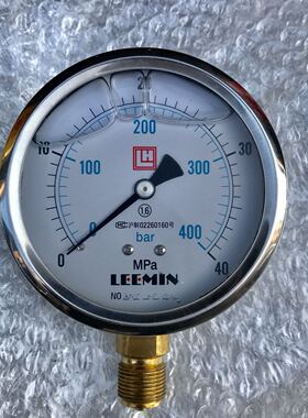 黎明耐震压力表 YTN-100I 0-40mpa 直径100mm 螺纹m20x1.5 LEEMIN
