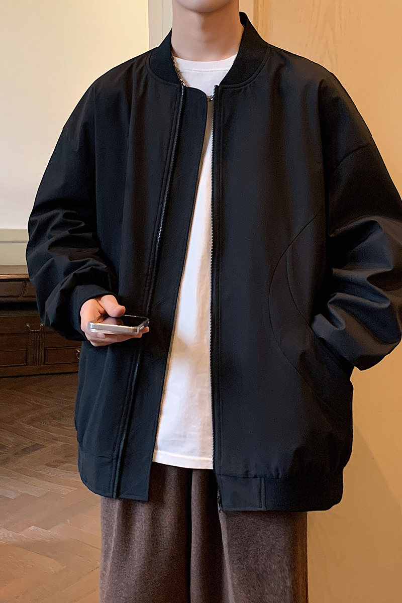 美式复古棒球服外套男纯色潮牌宽松休闲飞行夹克A321-J7803-P55,男装夹克,电商A321