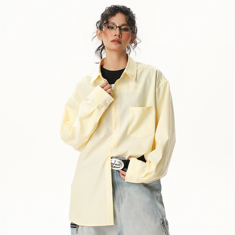 现货春秋百搭条纹情侣长袖衬衫宽松翻领上衣A321-CS2510-P50,男装衬衫,电商A321